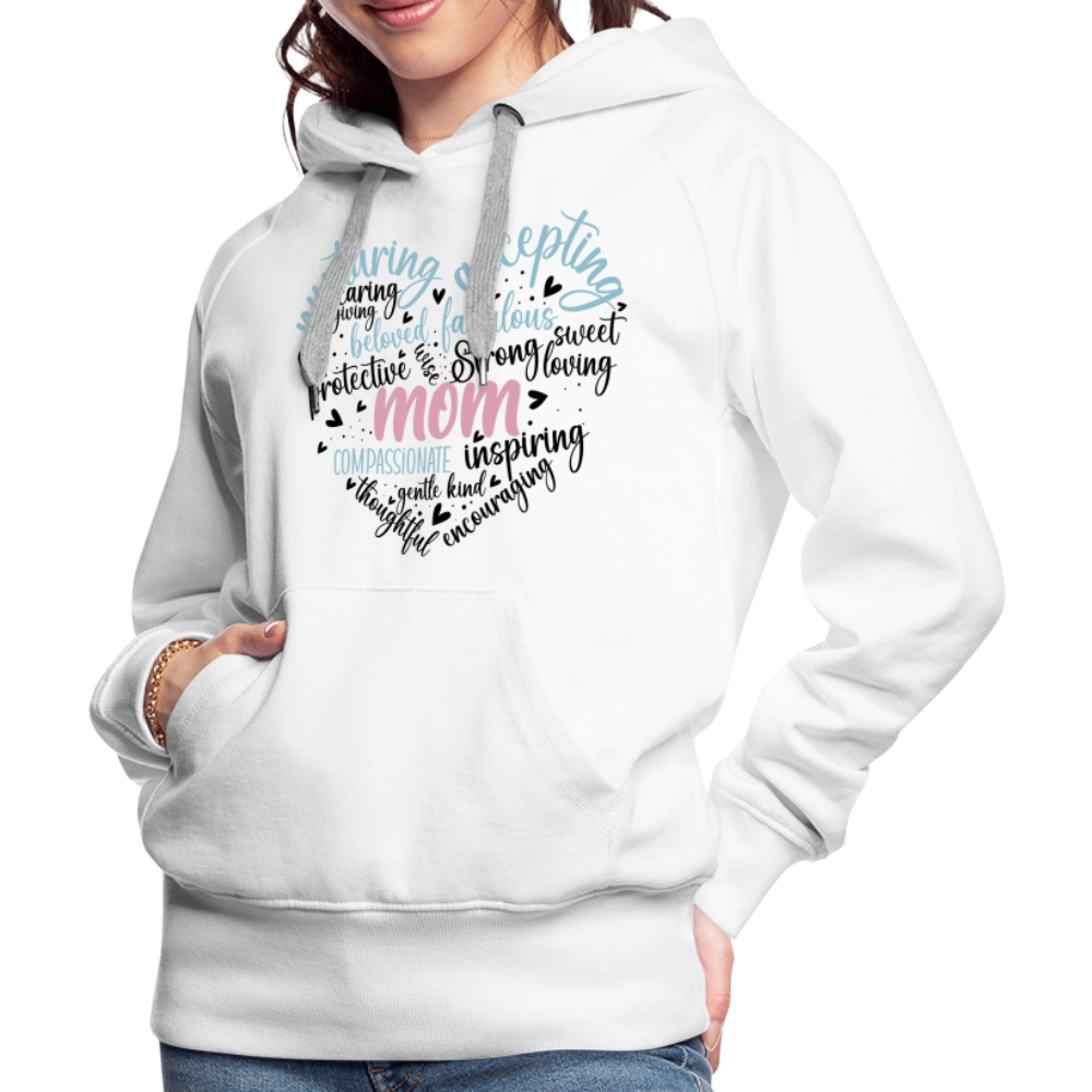 Mom Word Art Heart Women’s Premium Hoodie - white