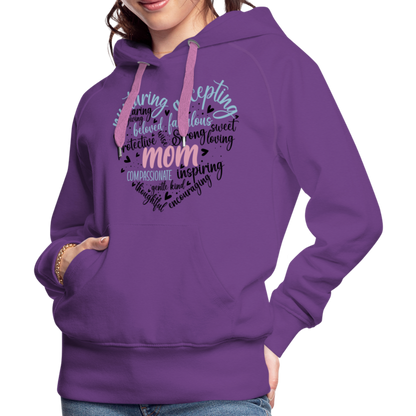 Mom Word Art Heart Women’s Premium Hoodie - purple 