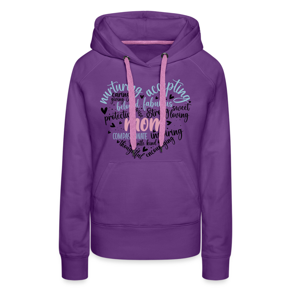 Mom Word Art Heart Women’s Premium Hoodie - purple 