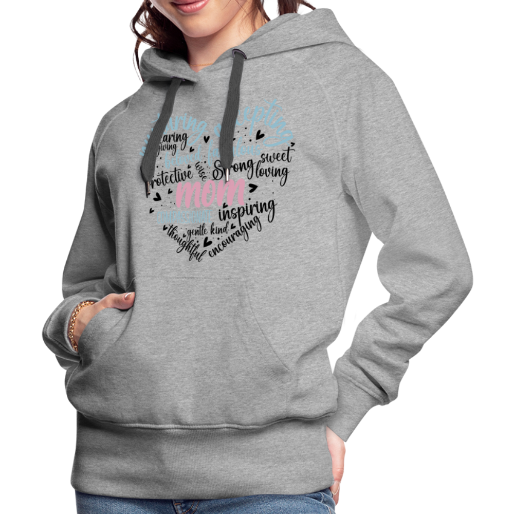 Mom Word Art Heart Women’s Premium Hoodie - heather grey