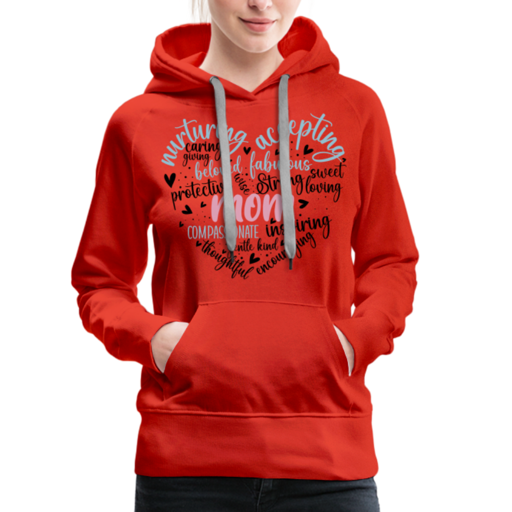 Mom Word Art Heart Women’s Premium Hoodie - red