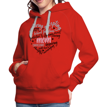 Mom Word Art Heart Women’s Premium Hoodie - red