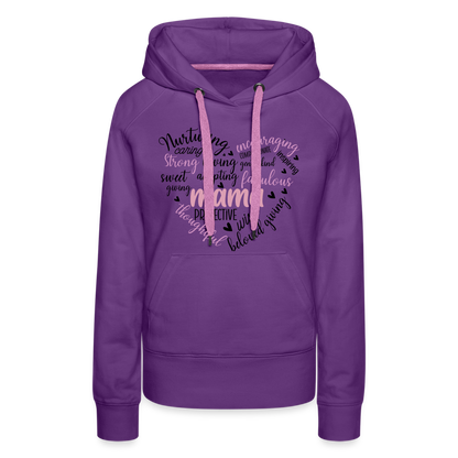 Mama Word Art Heart Women’s Premium Hoodie - purple 