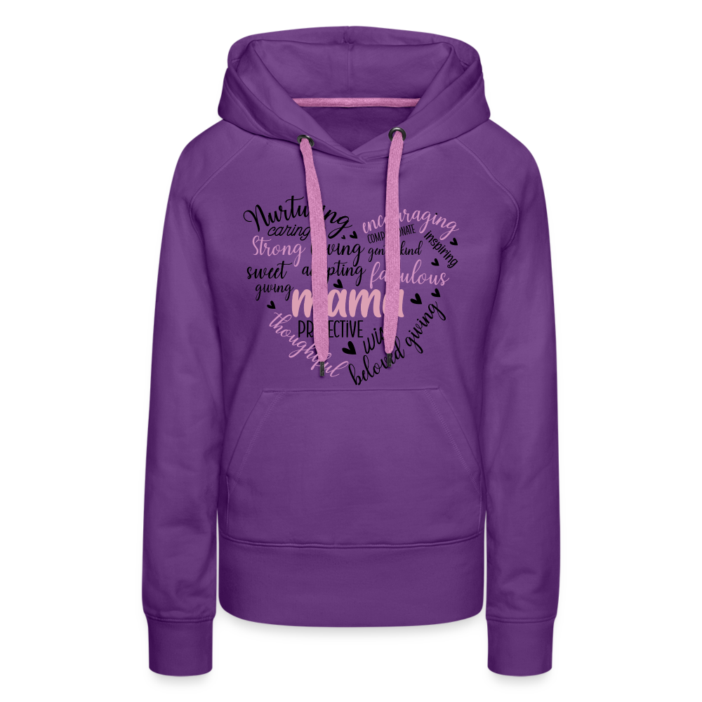 Mama Word Art Heart Women’s Premium Hoodie - purple 