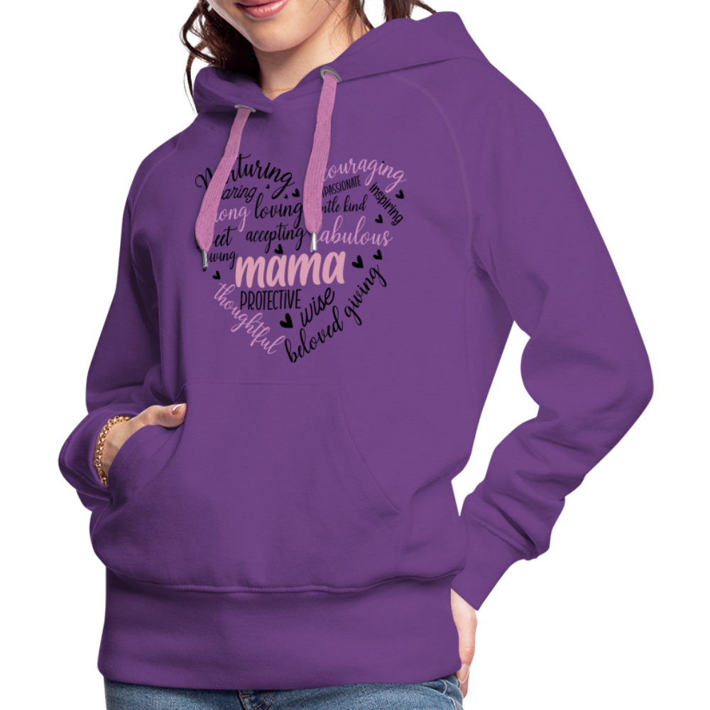 Mama Word Art Heart Women’s Premium Hoodie - purple 