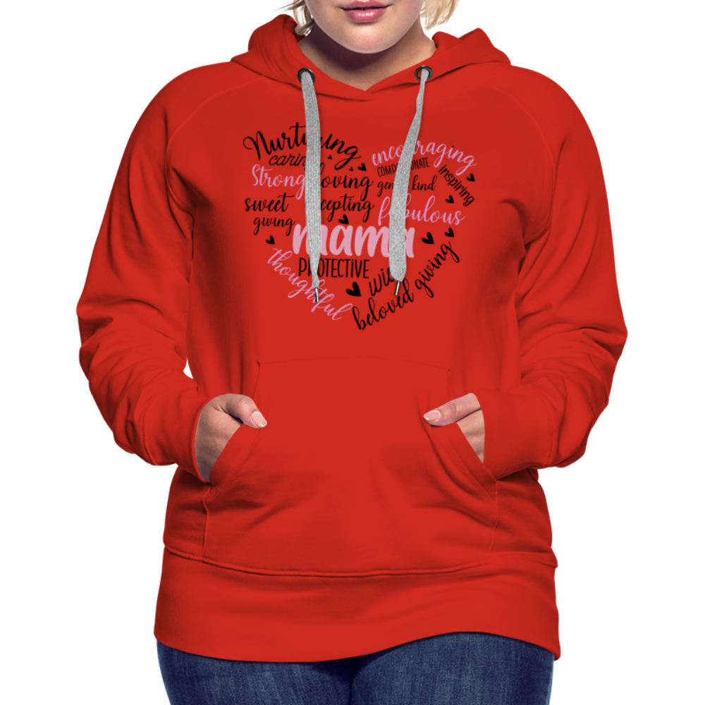 Mama Word Art Heart Women’s Premium Hoodie - red