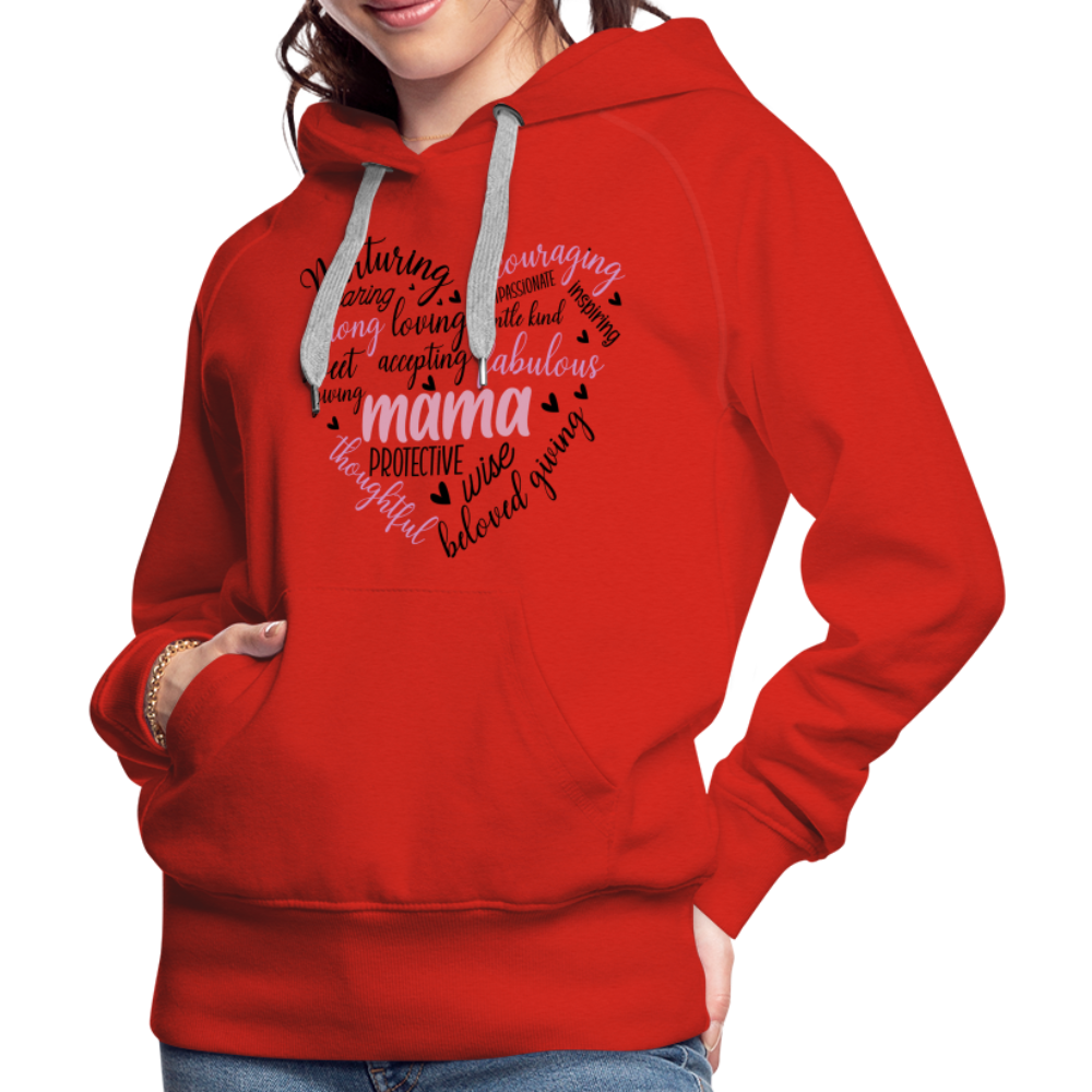 Mama Word Art Heart Women’s Premium Hoodie - red