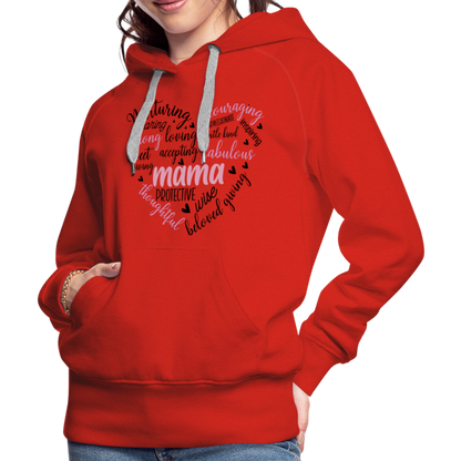 Mama Word Art Heart Women’s Premium Hoodie - red