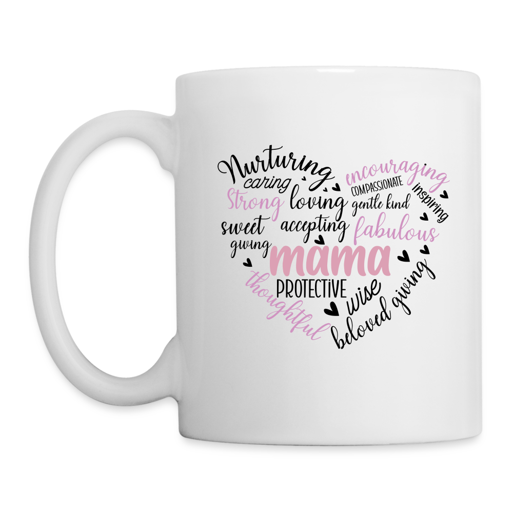 Mama Word Art Heart Coffee Mug - white