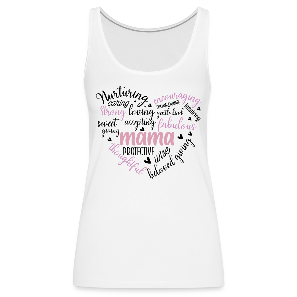 Mama Word Art Heart Women’s Premium Tank Top - white