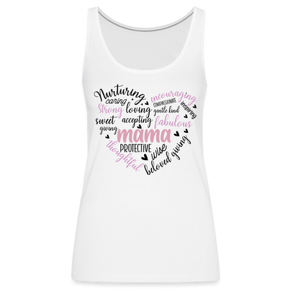 Mama Word Art Heart Women’s Premium Tank Top - white