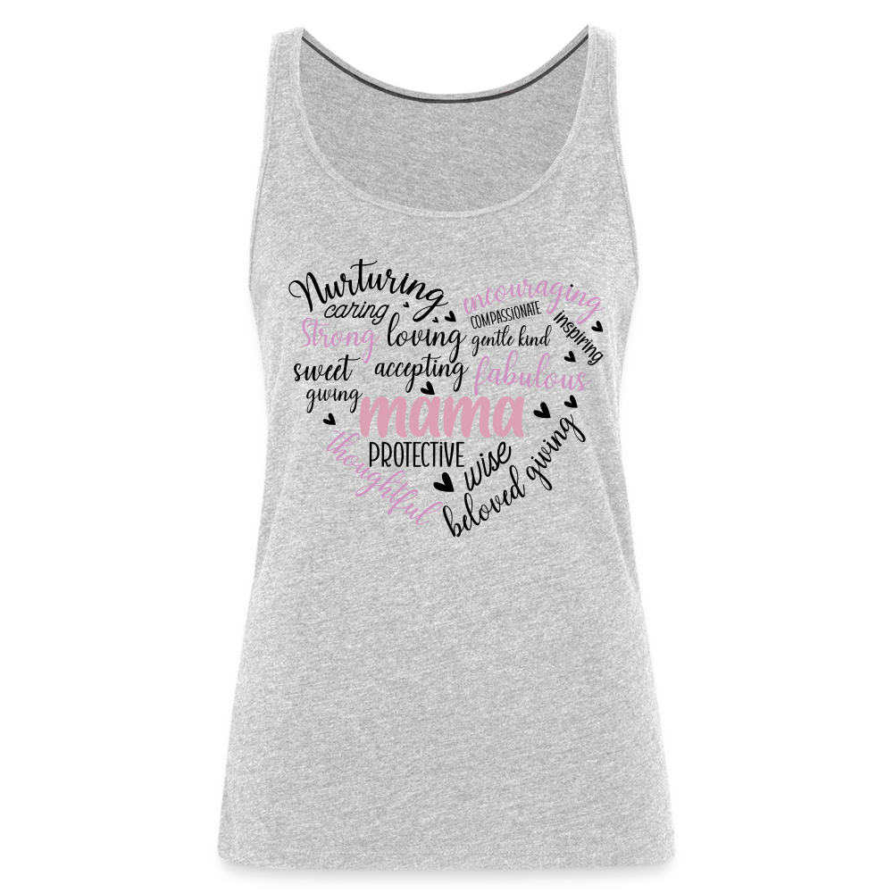 Mama Word Art Heart Women’s Premium Tank Top - heather gray