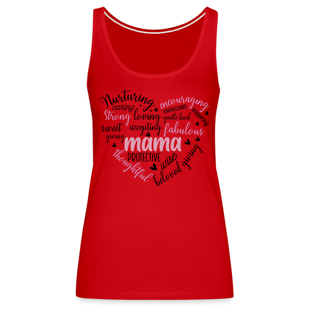 Mama Word Art Heart Women’s Premium Tank Top - red