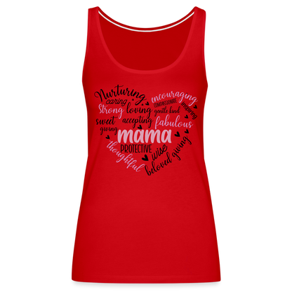 Mama Word Art Heart Women’s Premium Tank Top - red