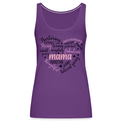 Mama Word Art Heart Women’s Premium Tank Top - purple
