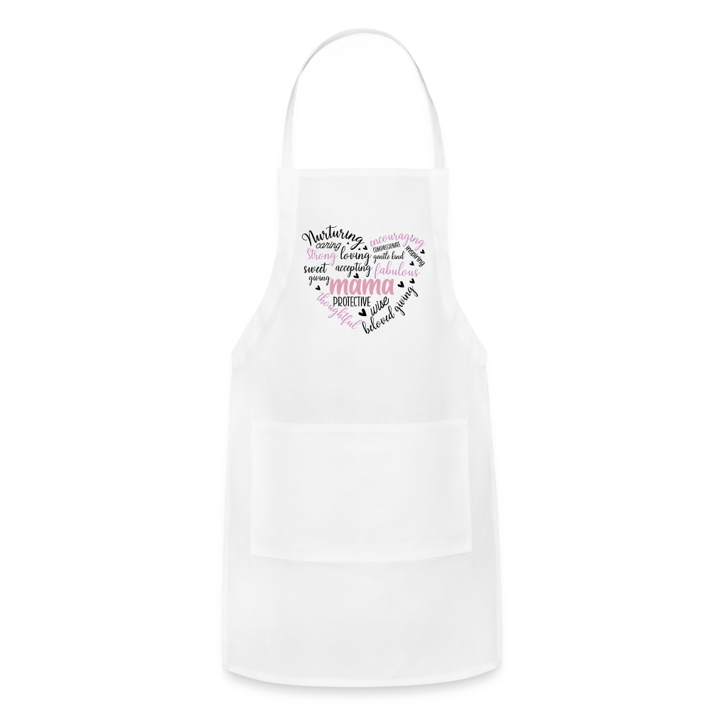 Mama Word Art Heart Adjustable Apron - white