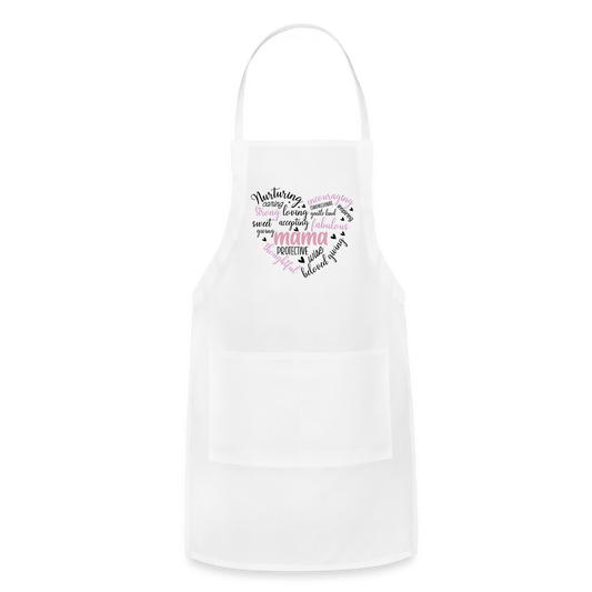 Mama Word Art Heart Adjustable Apron - white