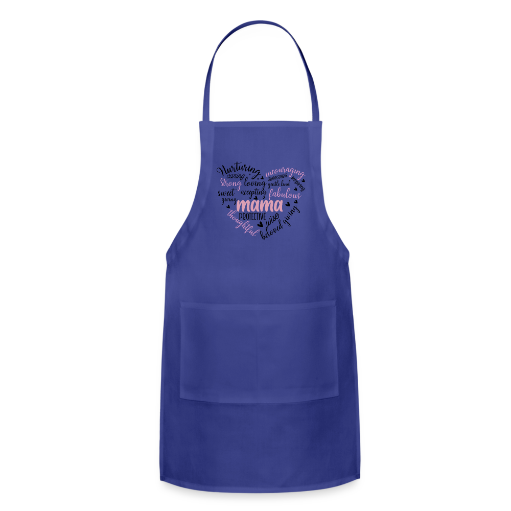 Mama Word Art Heart Adjustable Apron - royal blue