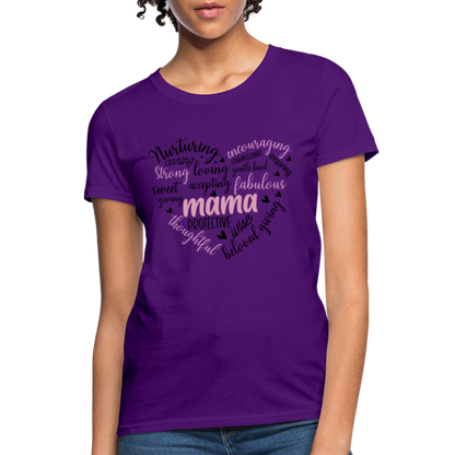 Mama Word Art Heart Women's T-Shirt - purple