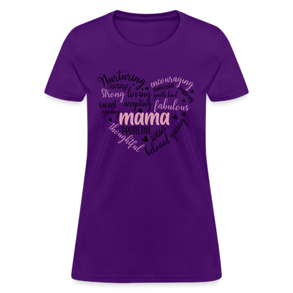 Mama Word Art Heart Women's T-Shirt - purple