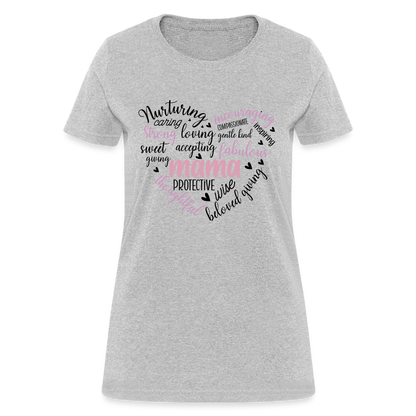 Mama Word Art Heart Women's T-Shirt - heather gray