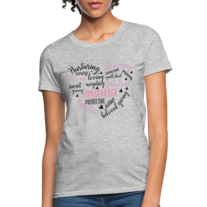 Mama Word Art Heart Women's T-Shirt - heather gray