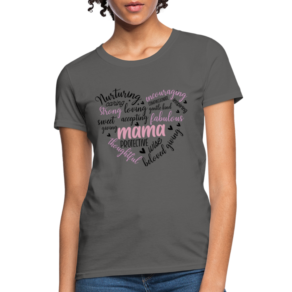 Mama Word Art Heart Women's T-Shirt - charcoal