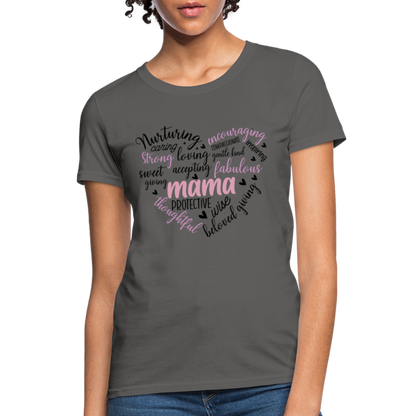 Mama Word Art Heart Women's T-Shirt - charcoal