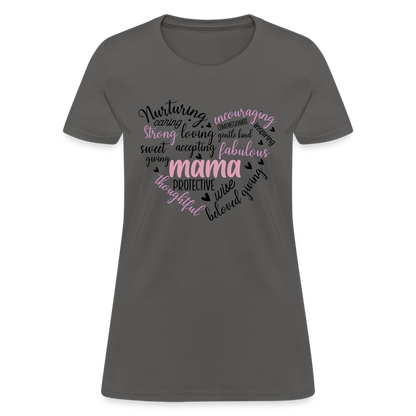 Mama Word Art Heart Women's T-Shirt - charcoal