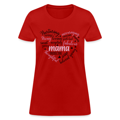 Mama Word Art Heart Women's T-Shirt - red