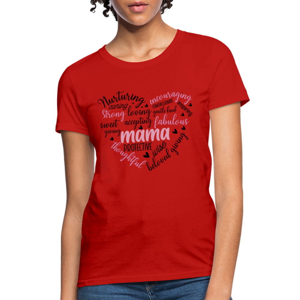 Mama Word Art Heart Women's T-Shirt - red