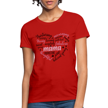 Mama Word Art Heart Women's T-Shirt - red