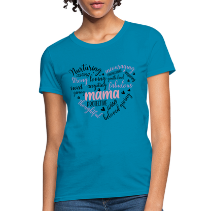 Mama Word Art Heart Women's T-Shirt - turquoise