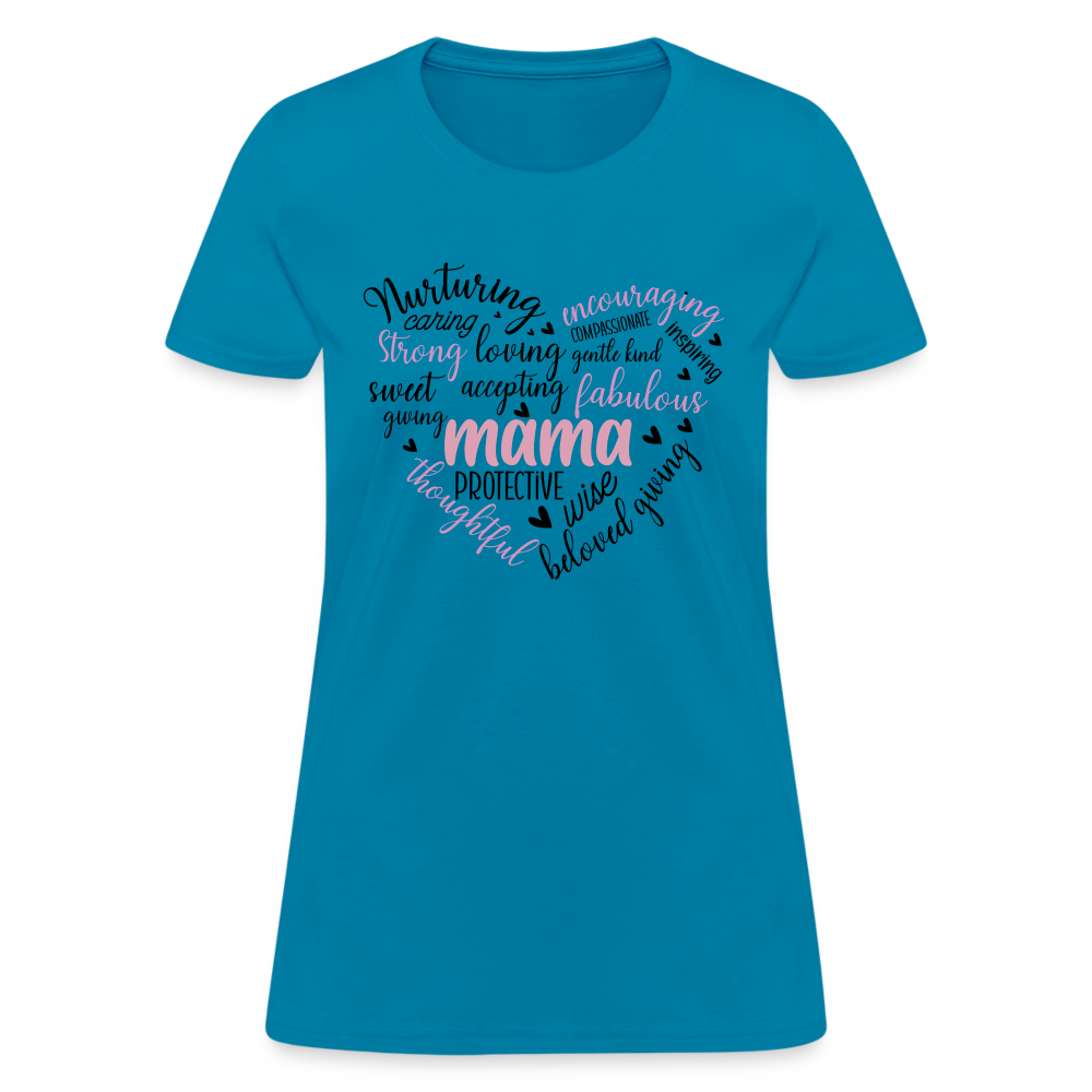 Mama Word Art Heart Women's T-Shirt - turquoise