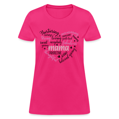 Mama Word Art Heart Women's T-Shirt - fuchsia