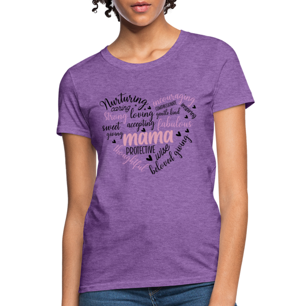 Mama Word Art Heart Women's T-Shirt - purple heather