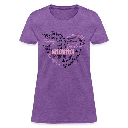 Mama Word Art Heart Women's T-Shirt - purple heather