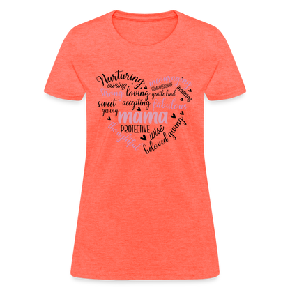 Mama Word Art Heart Women's T-Shirt - heather coral