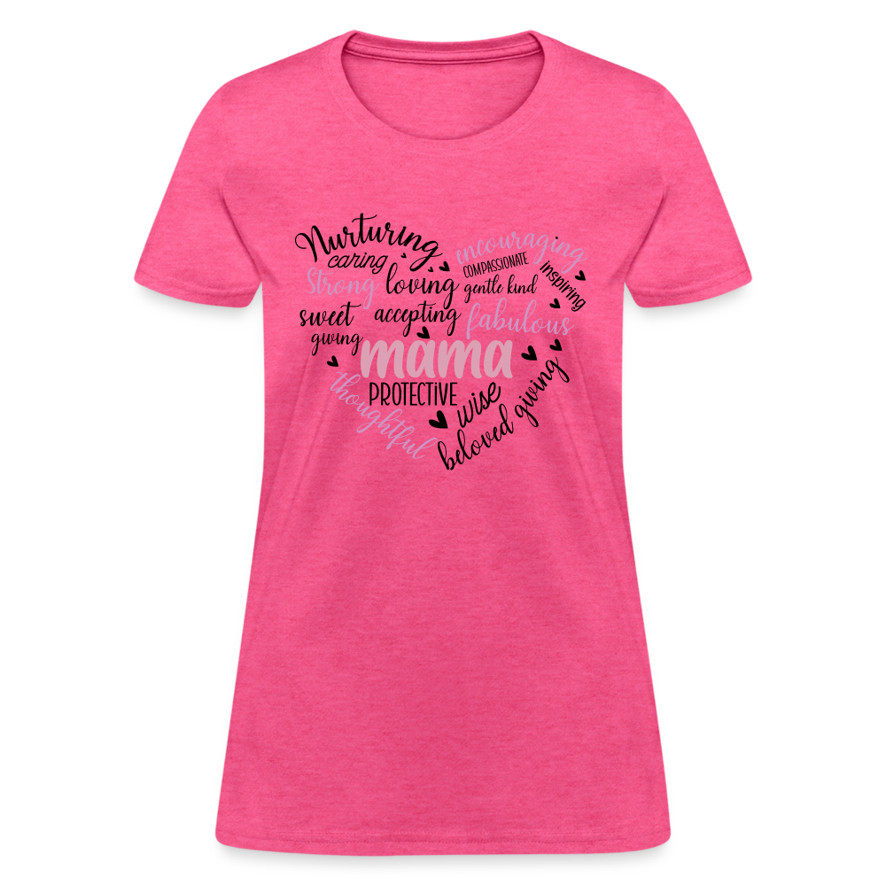 Mama Word Art Heart Women's T-Shirt - heather pink