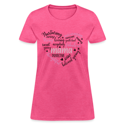 Mama Word Art Heart Women's T-Shirt - heather pink