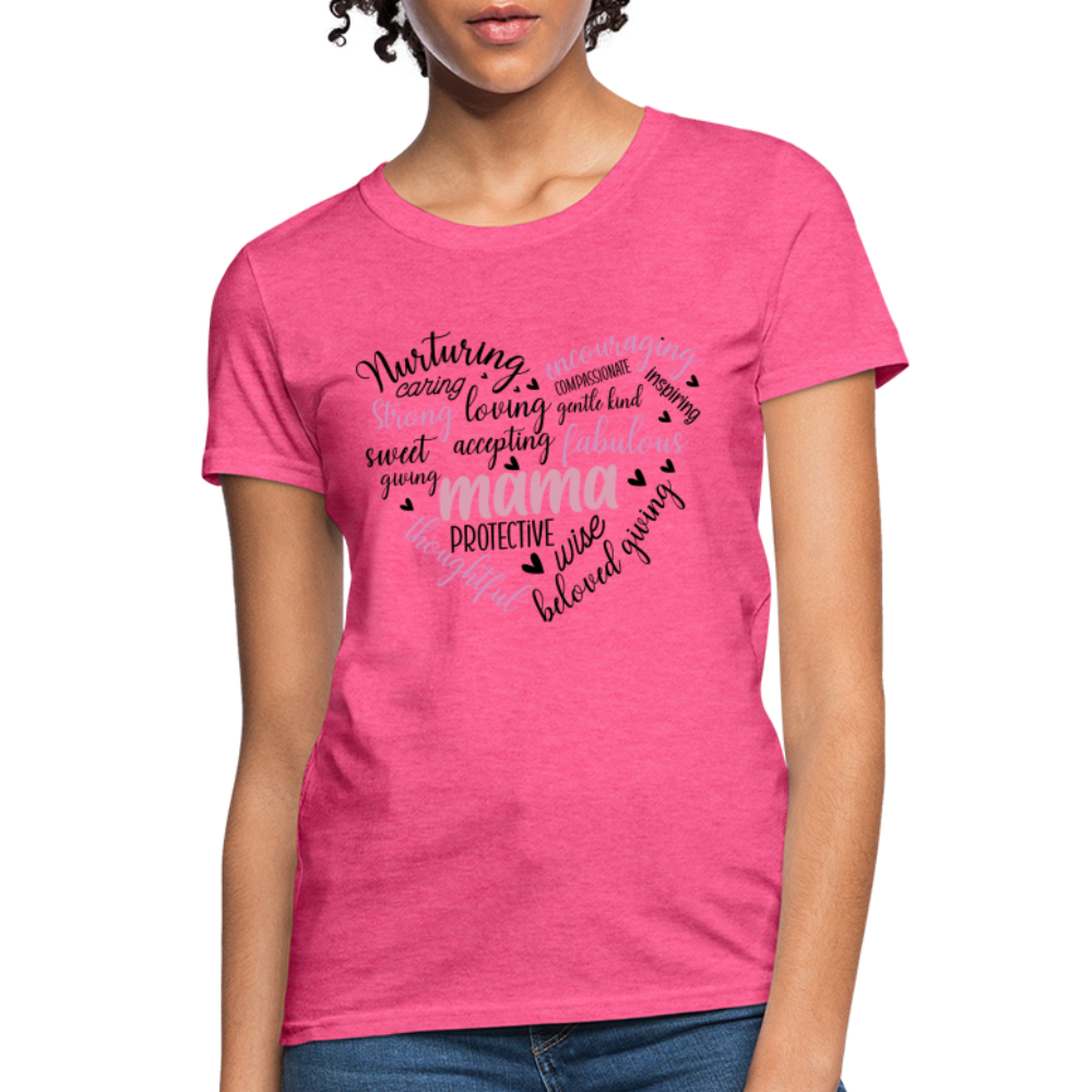 Mama Word Art Heart Women's T-Shirt - heather pink