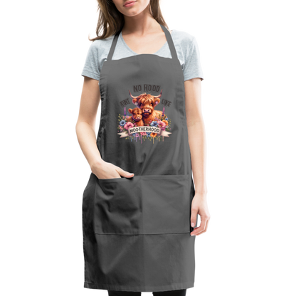 Highland Cow - Aint No Hood Like Moo-Therhood Adjustable Apron - charcoal