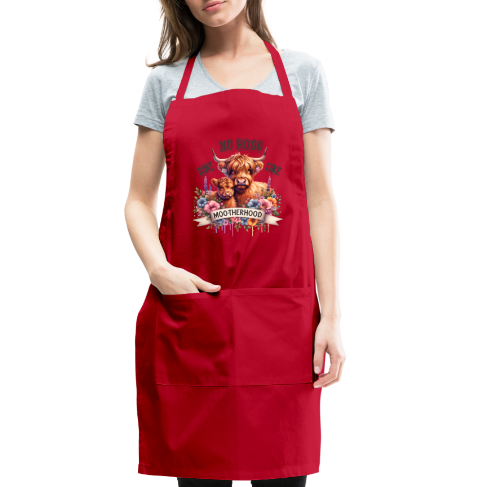 Highland Cow - Aint No Hood Like Moo-Therhood Adjustable Apron - red