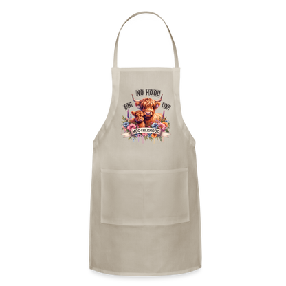 Highland Cow - Aint No Hood Like Moo-Therhood Adjustable Apron - natural