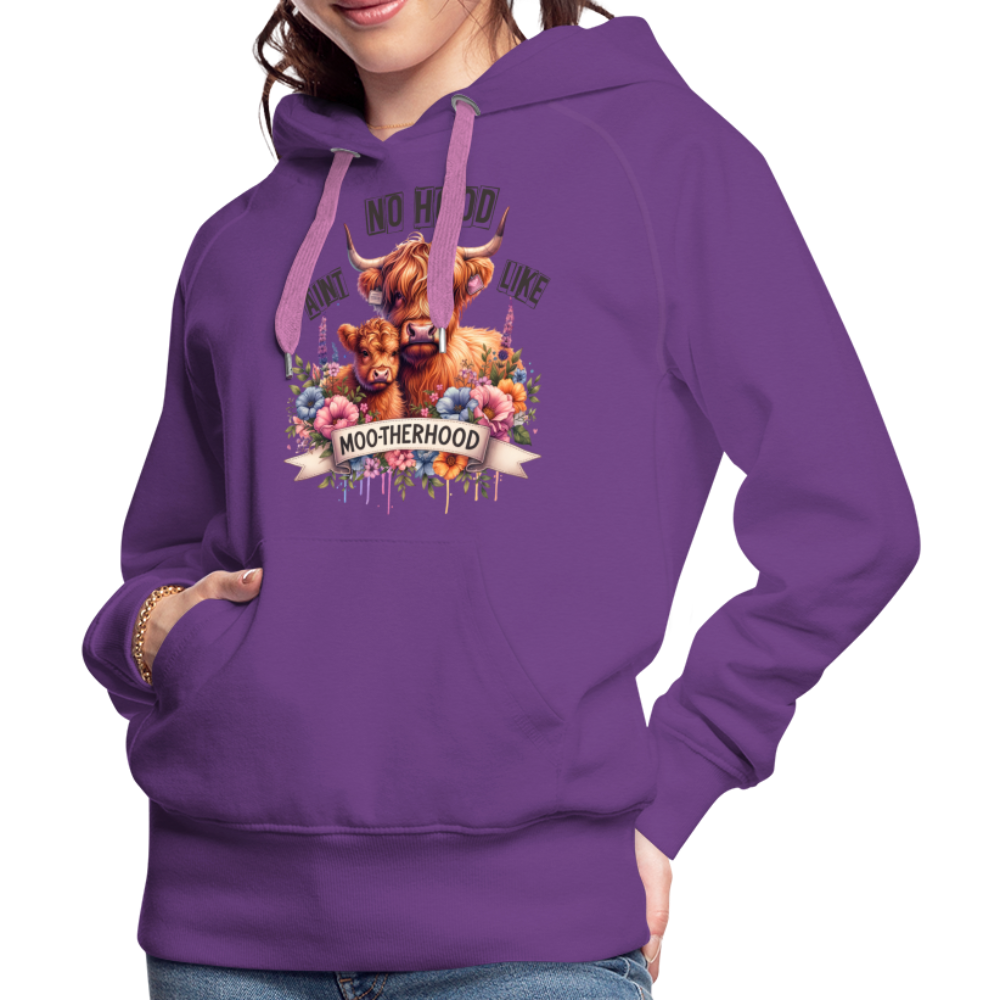 Highland Cow - Aint No Hood Like Moo-Therhood Women’s Premium Hoodie - purple 