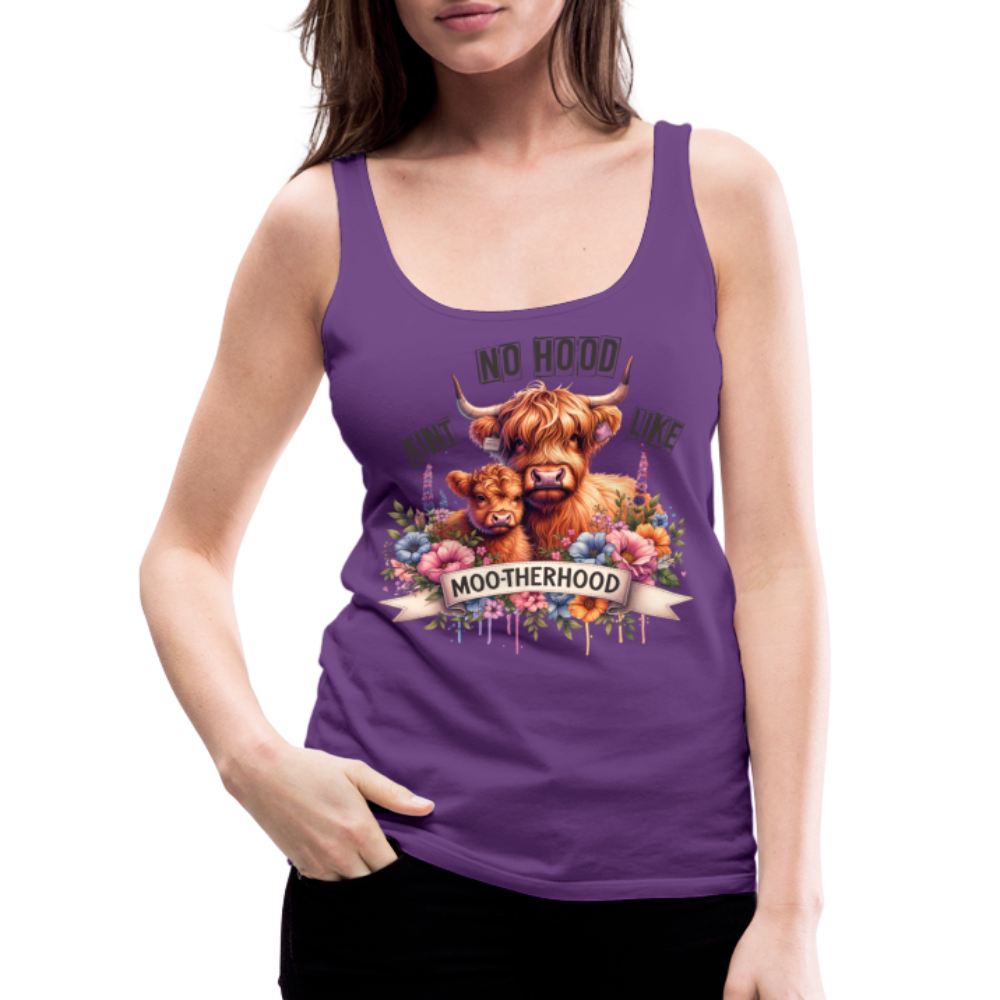 Highland Cow - Aint No Hood Like Moo-Therhood Women’s Premium Tank Top - purple