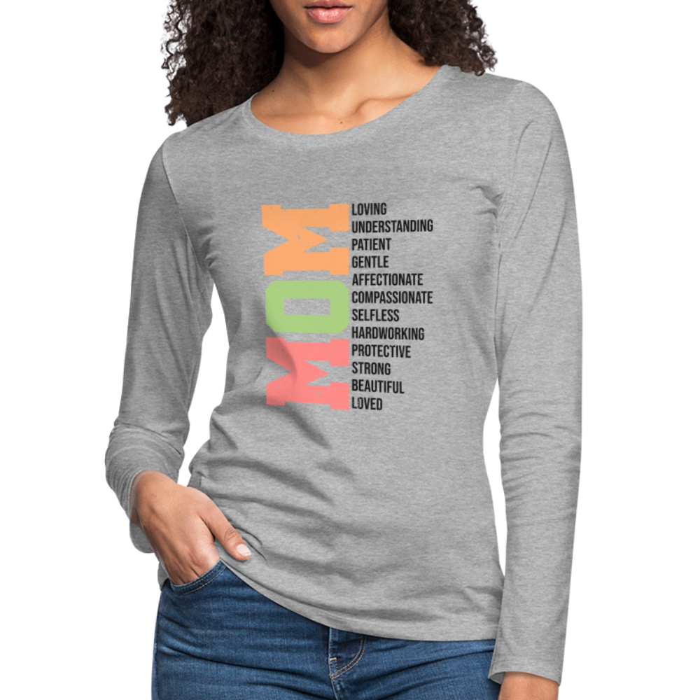 Mom Women's Premium Long Sleeve T-Shirt (Heartfelt Tribute) - heather gray