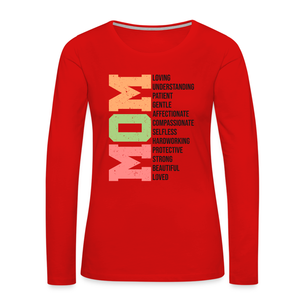 Mom Women's Premium Long Sleeve T-Shirt (Heartfelt Tribute) - red