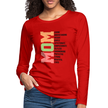 Mom Women's Premium Long Sleeve T-Shirt (Heartfelt Tribute) - red
