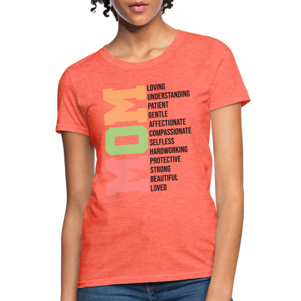 Mom Women's T-Shirt (Heartfelt Tribute) - heather coral